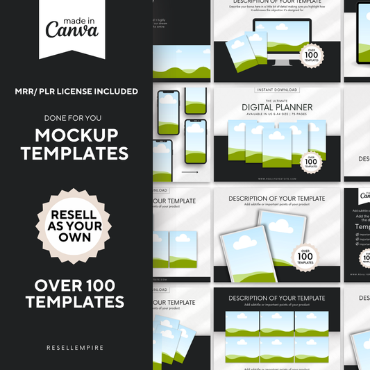 CANVA MOCKUP TEMPLATE BUNDLE | PLR + MRR CANVA MOCKUP