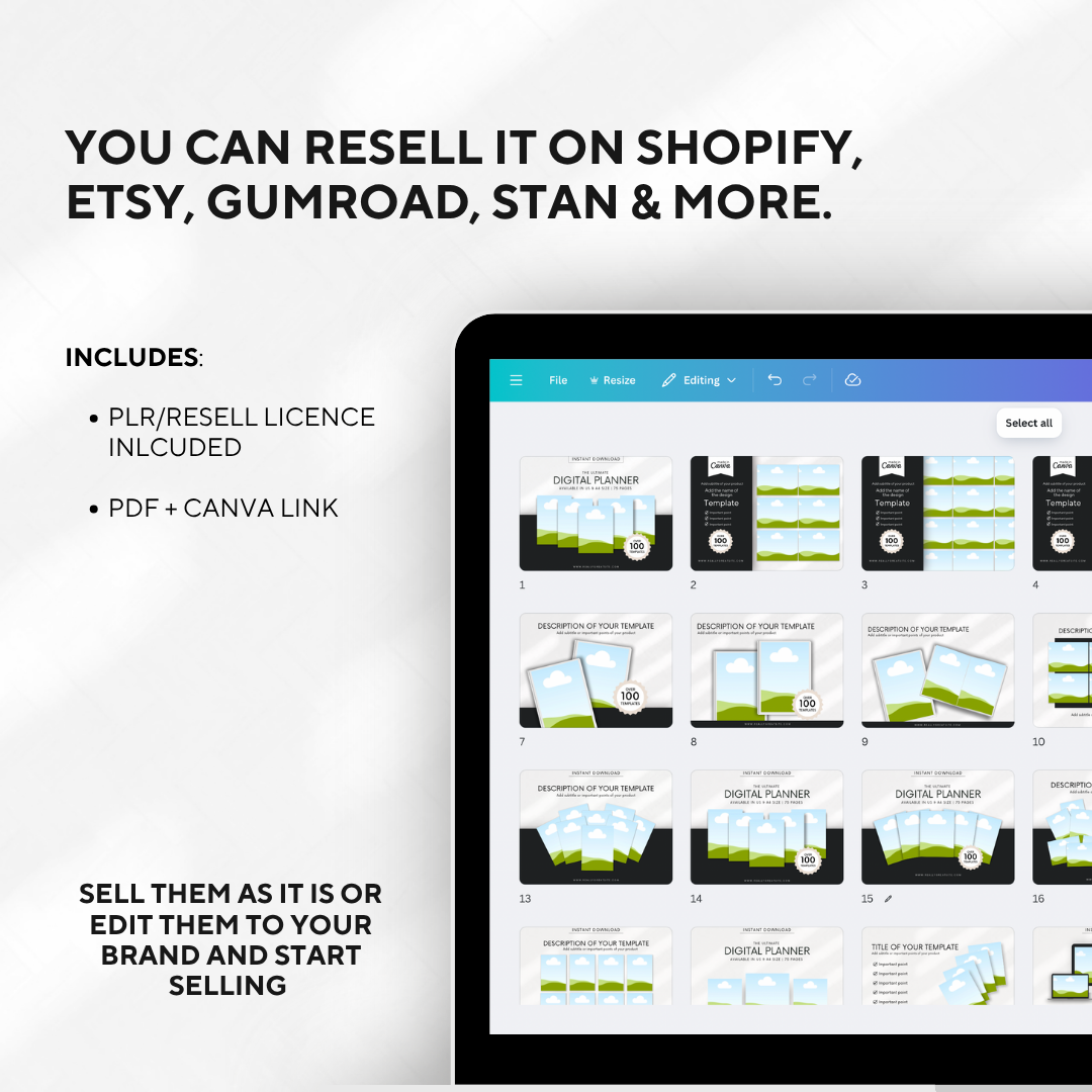 CANVA MOCKUP TEMPLATE BUNDLE | PLR + MRR CANVA MOCKUP