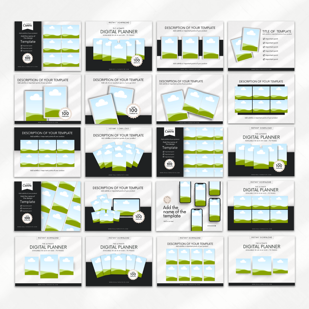 CANVA MOCKUP TEMPLATE BUNDLE | PLR + MRR CANVA MOCKUP