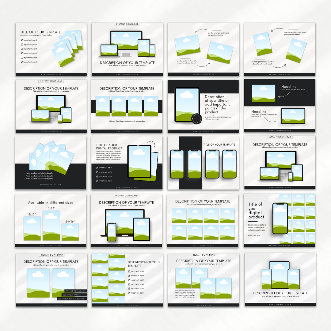 CANVA MOCKUP TEMPLATE BUNDLE | PLR + MRR CANVA MOCKUP