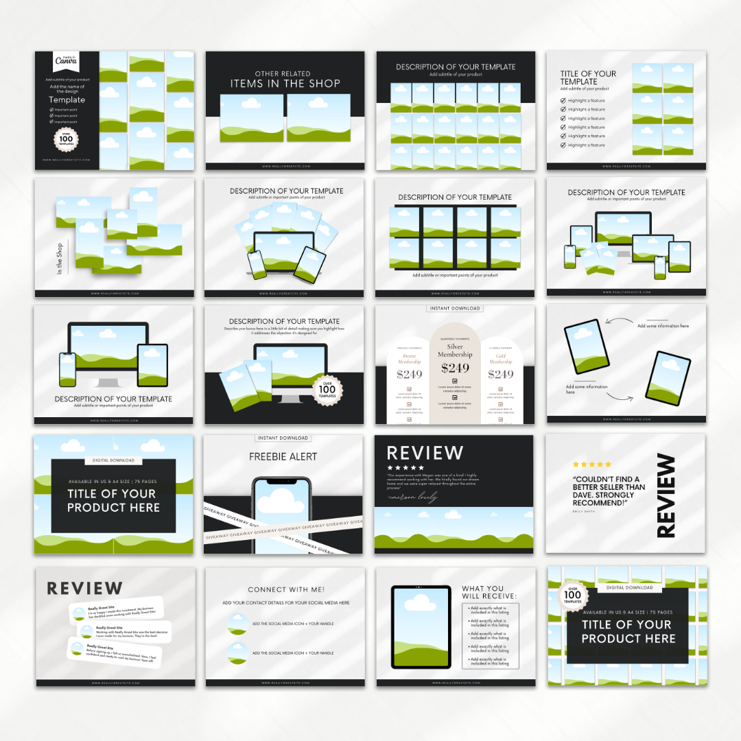 CANVA MOCKUP TEMPLATE BUNDLE | PLR + MRR CANVA MOCKUP