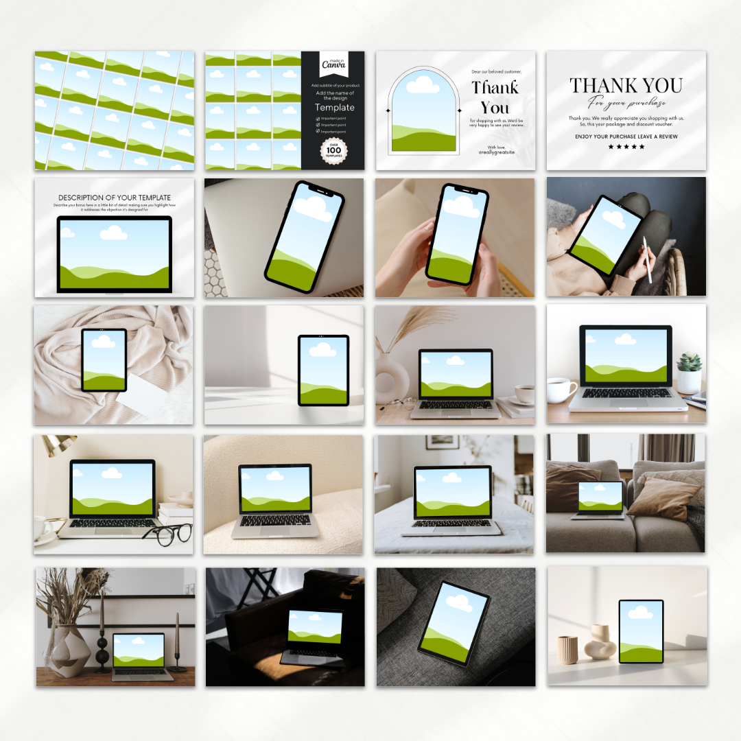 CANVA MOCKUP TEMPLATE BUNDLE | PLR + MRR CANVA MOCKUP